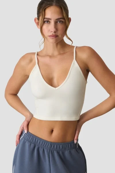 Image of Contrast V-neck Top Ivory