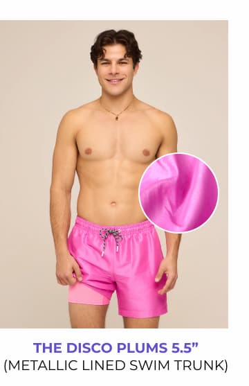 Metallic Lined Swim Trunk: The Disco Plums 5.5"