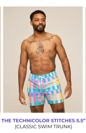 Classic Swim Trunk: The Technicolor Stitches 5.5"