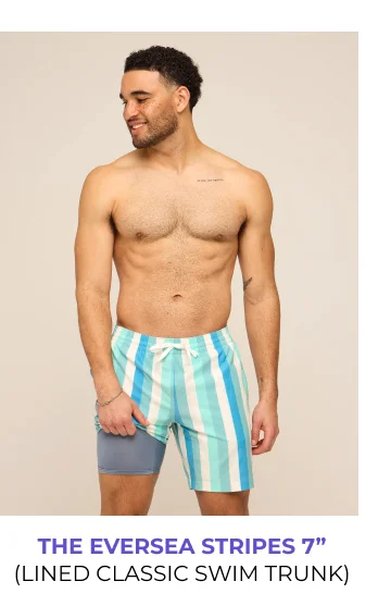 Lined Classic Swim Trunk: The Eversea Stripes 7"