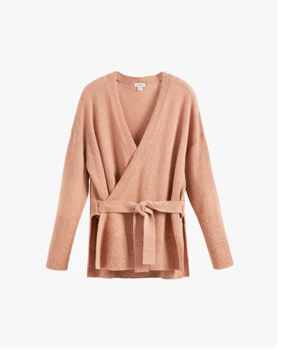 Single Origin Cashmere Wrap Sweater Apricot