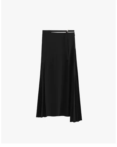 Silk Pleated Side Skirt
