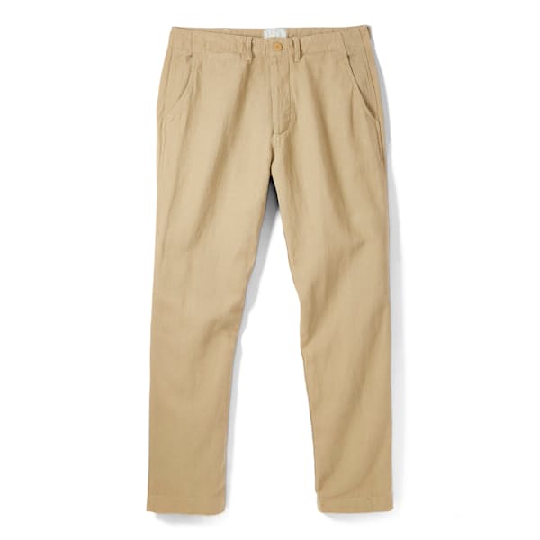 Cotton Linen Twill Flat Front Chinos