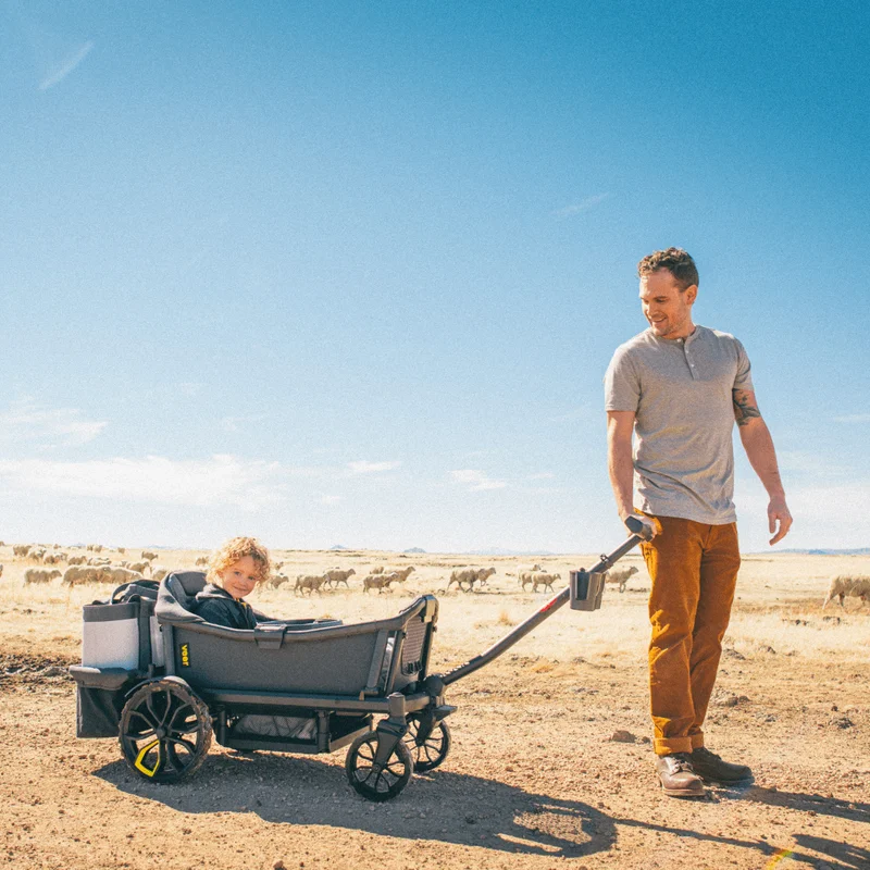Dad pulling All-Terrain Cruiser through the desert