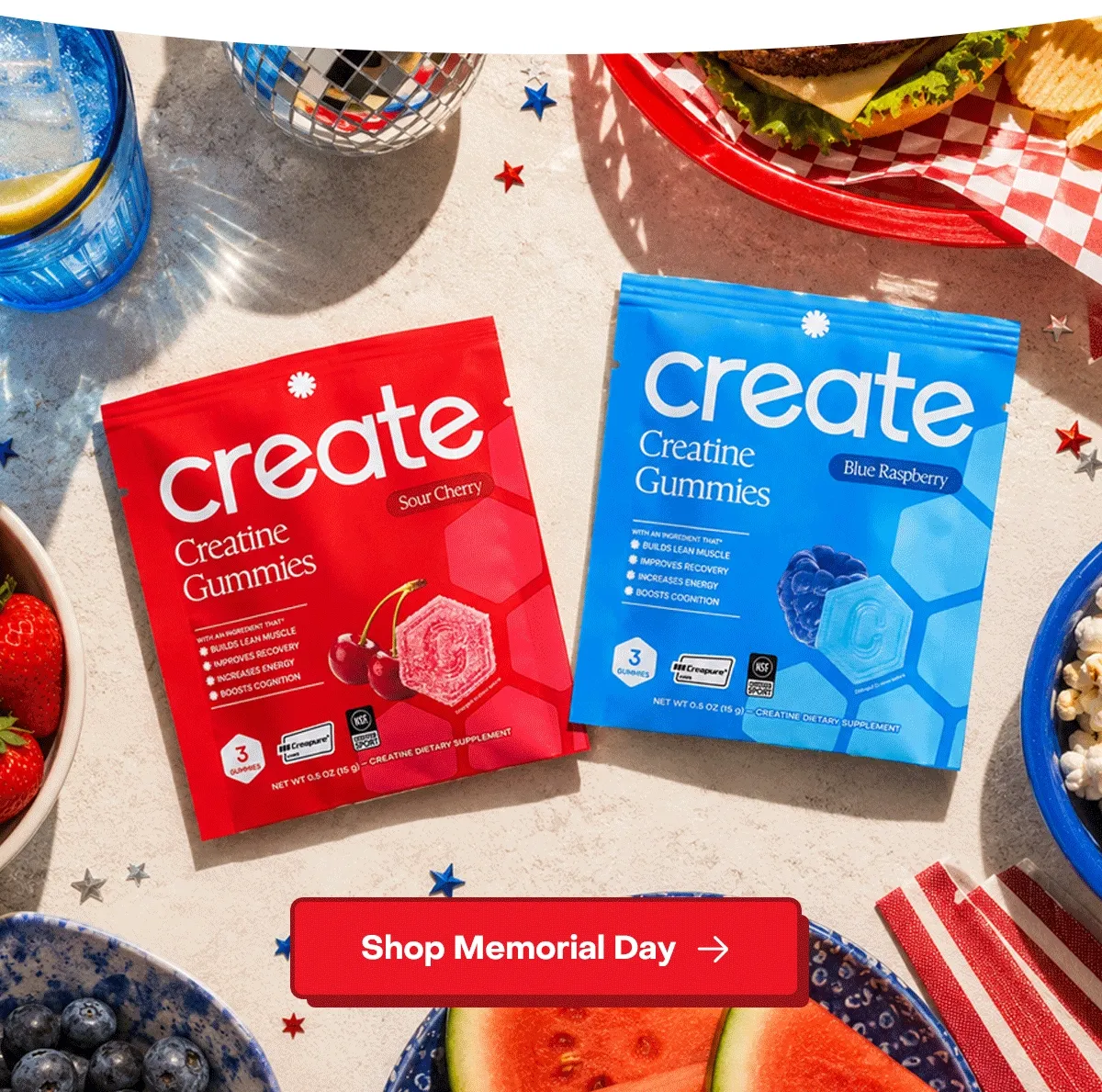 Pack our gummies or C+E sticks and take Creatine with you everywhere you go. Shop Memorial Day.