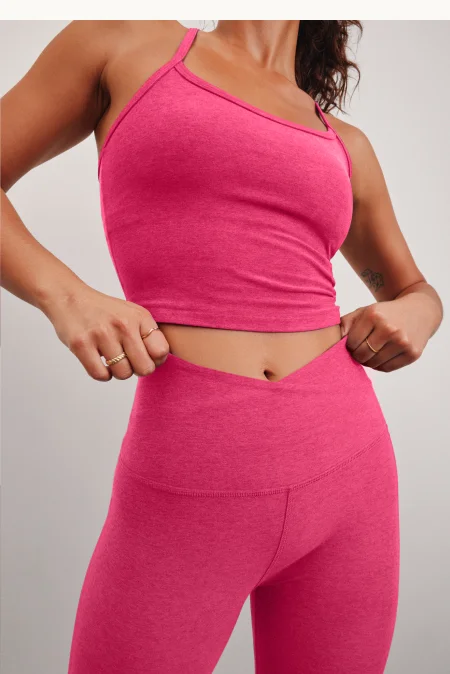 Spacedye At Your Leisure High Waisted Midi Legging in Vivid Pink Heather