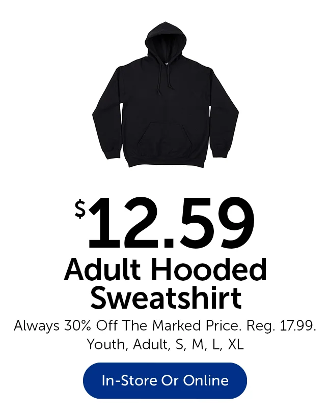 $12.59 Adult Hooded Sweatshirt