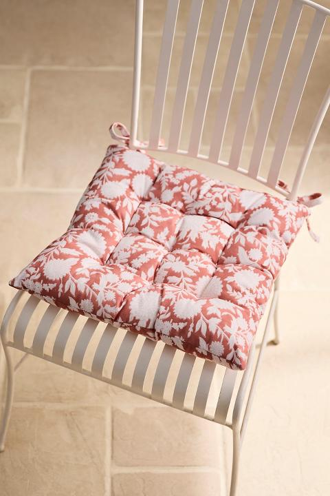 Floral Block Print Seat Cushion