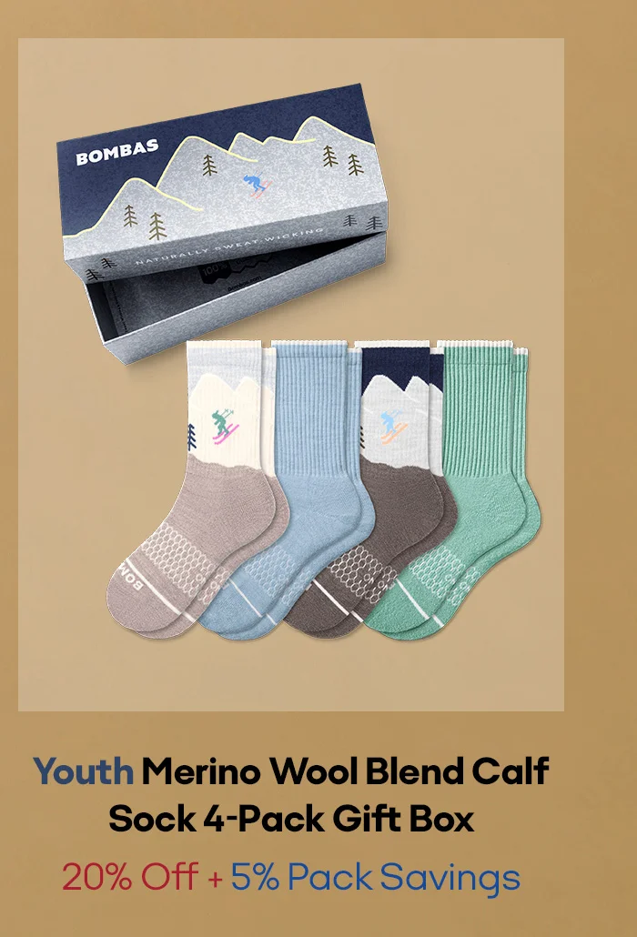 Youth Merino Wool Blend Calf Sock 4-Pack Gift Box 20% Off + 5% Pack Savings