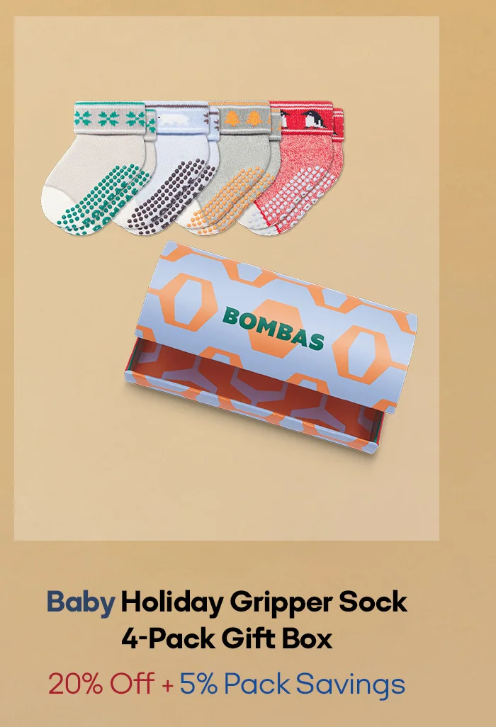 Baby Holiday Gripper Sock 4-Pack Gift Box 20% Off + 5% Pack Savings