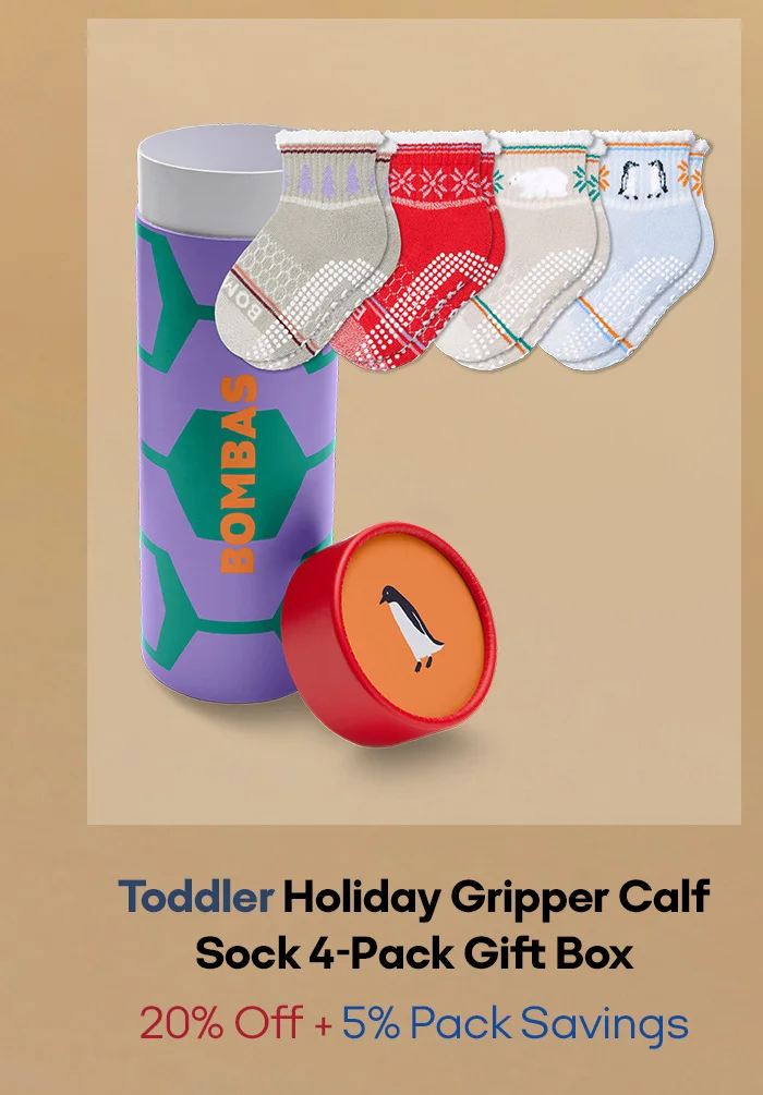 Toddler Holiday Gripper Calf Sock 4-Pack Gift Box 20% Off + 5% Pack Savings