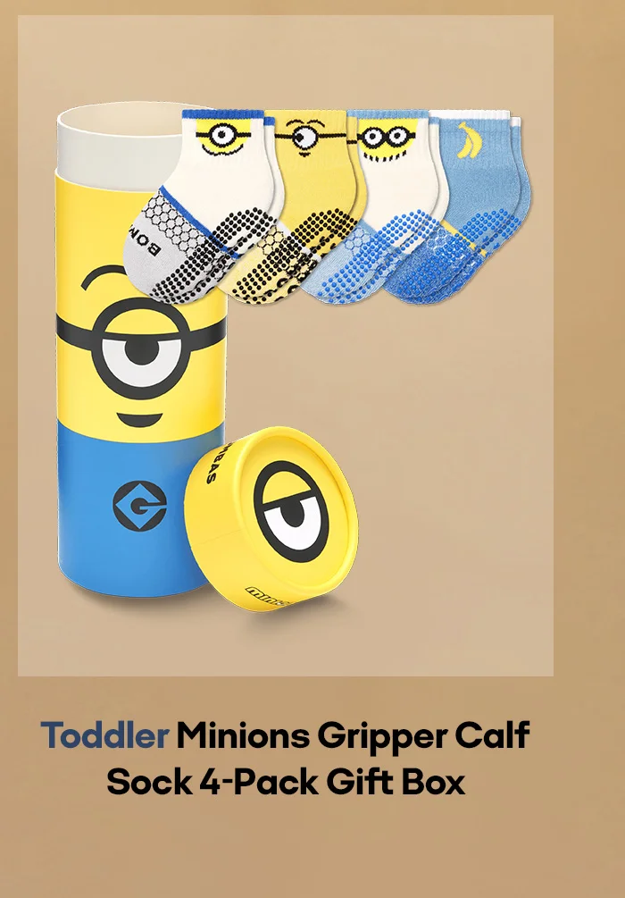 Toddler Minions Gripper Calf
            Sock 4-Pack Gift Box