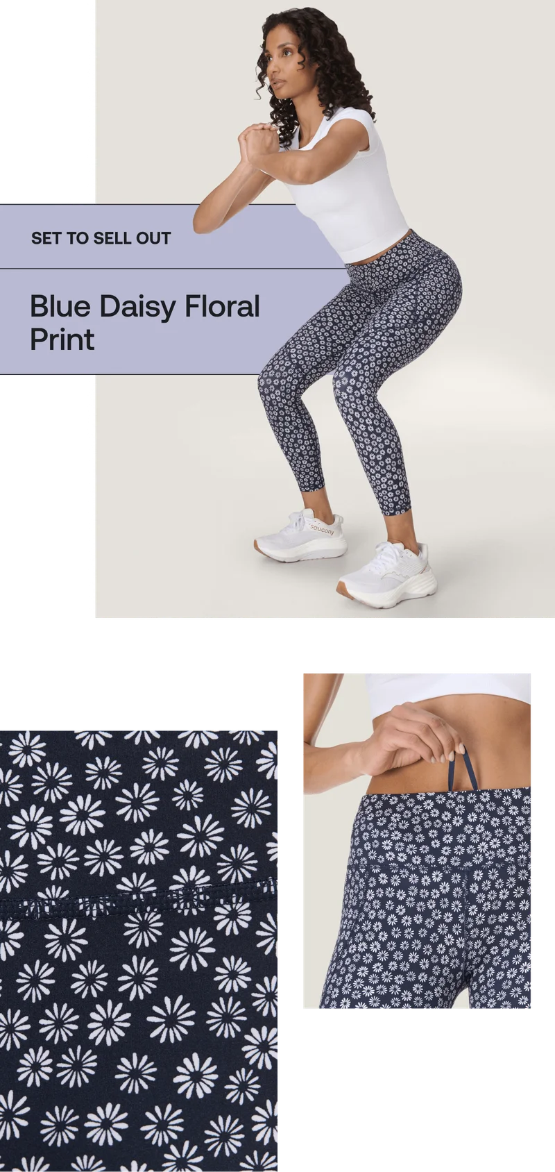 Blue Daisy Floral Print Leggings