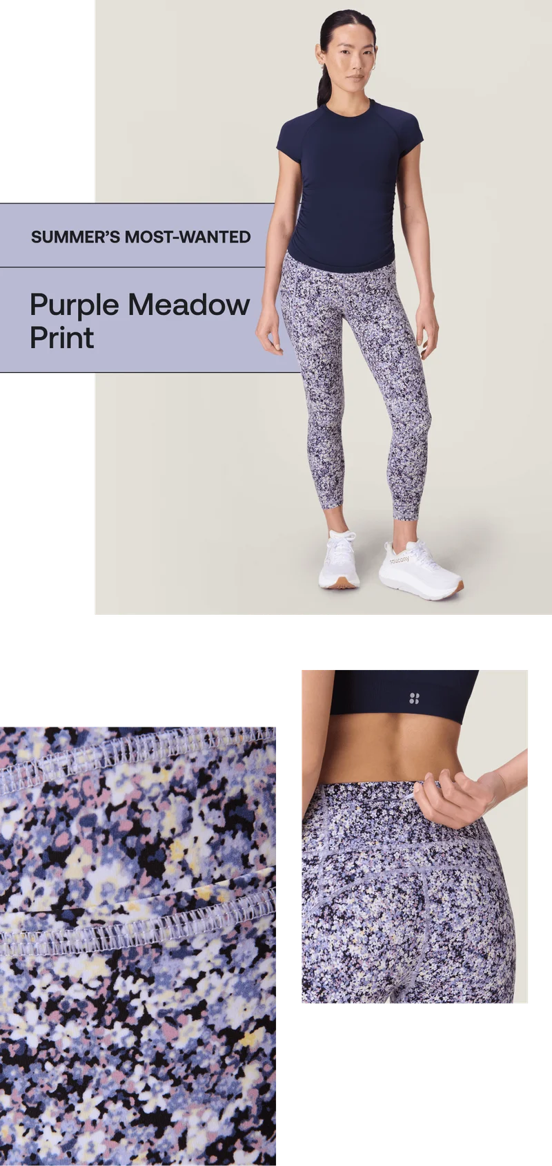 Purple Meadow Print Leggings