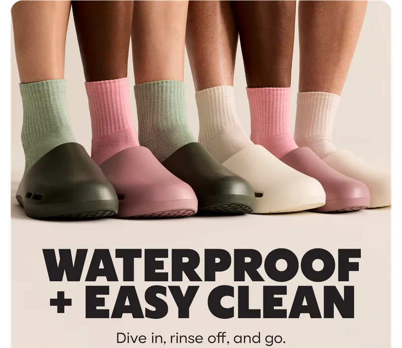 WATERPROOF + EASY CLEAN | Dive in, rinse off, and go.
