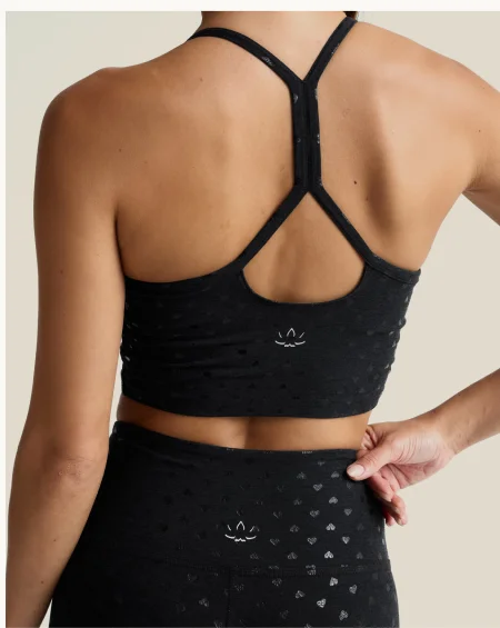 SoftShine Slim Racerback High Cropped Tank in Darkest Night Ditsy Hearts