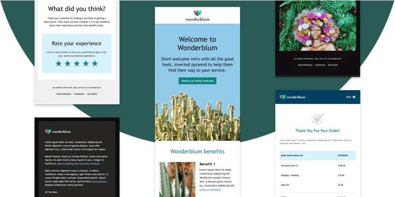 5 email templates that are moving up the image.
