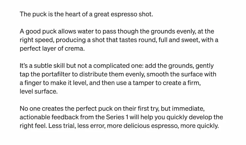 The puck is the heart of a great espresso shot.