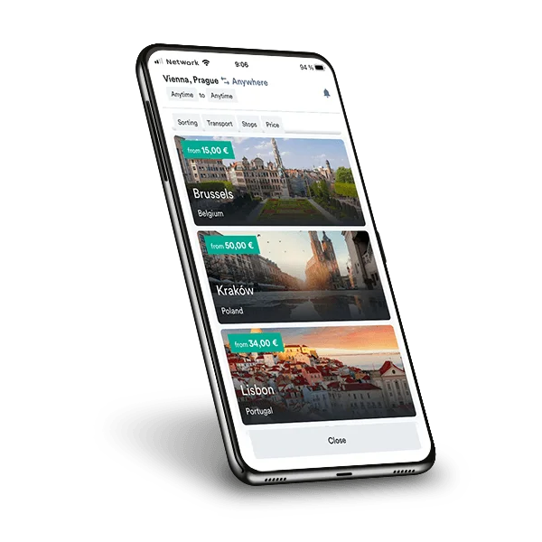 Search on the Kiwi.com app