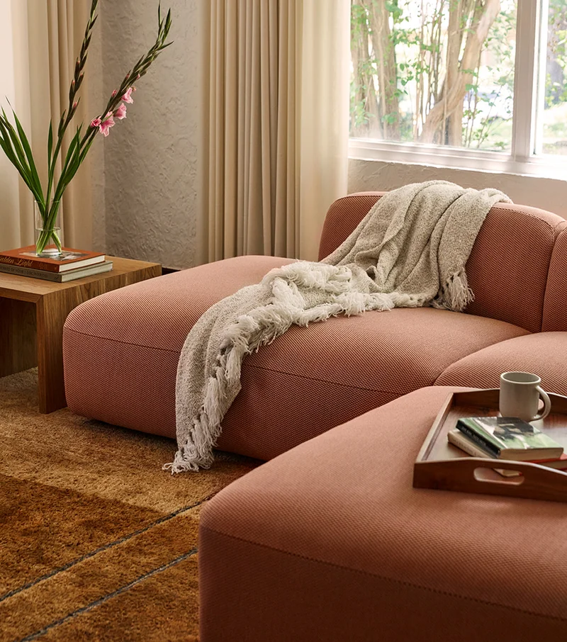 Pictured: The Soft Serve Sectional in Safflower