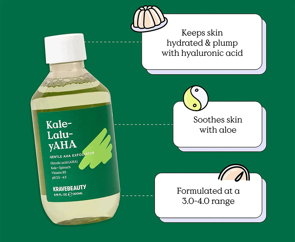 Keeps skin hydrated and plump with hyaluronic acid, soothes skin with aloe, and formulated at a 3.0-4.0 range.