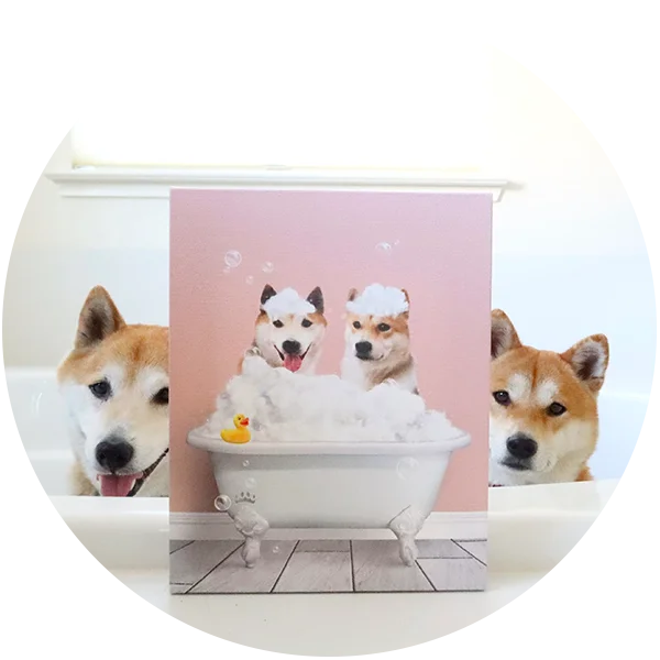 Bathtub Pet Portrait (Two pets) - Custom Canvas