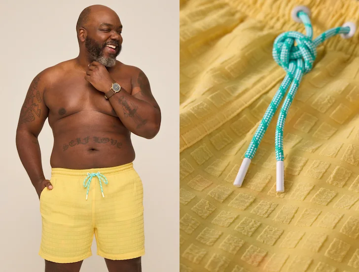 Grid Lined Swim Trunk: The Dandelions 5.5"