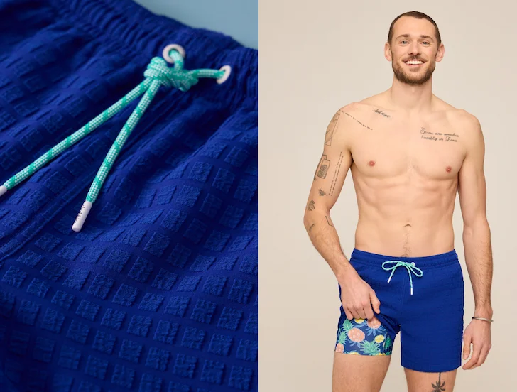 Grid Lined Swim Trunk: The Citrus Punches 5.5"