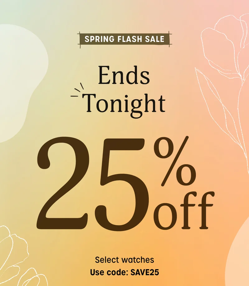 Spring Flash Sale Ends Tonight 25% Off Select watches (Use code: discount code) - Timex