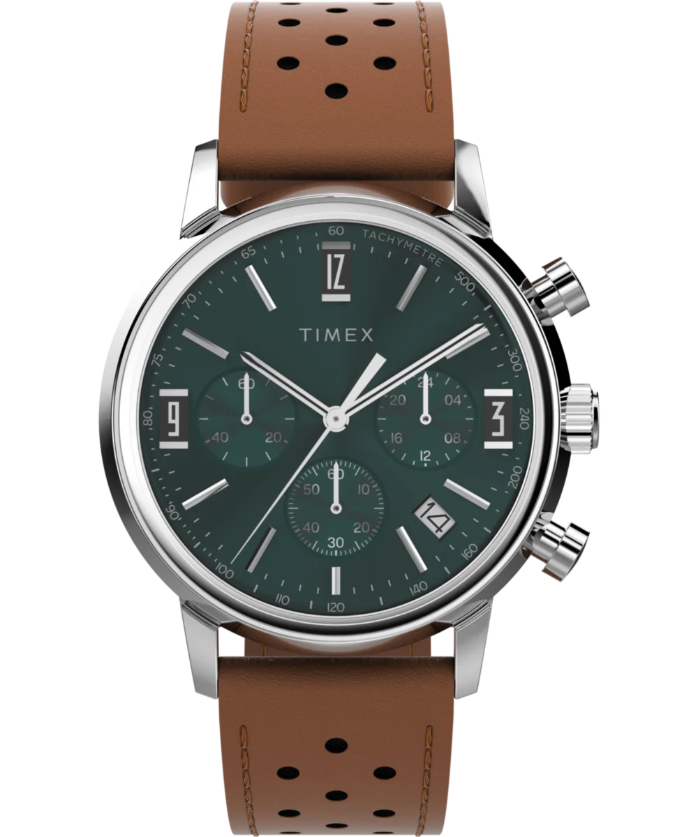 Image of Marlin® Chronograph Tachymeter 40mm Leather Strap Watch