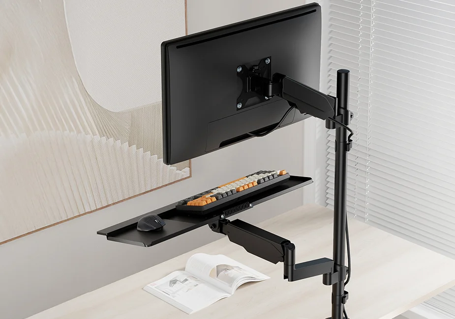 Sit-Stand Single Monitor and Keyboard Desk Mount