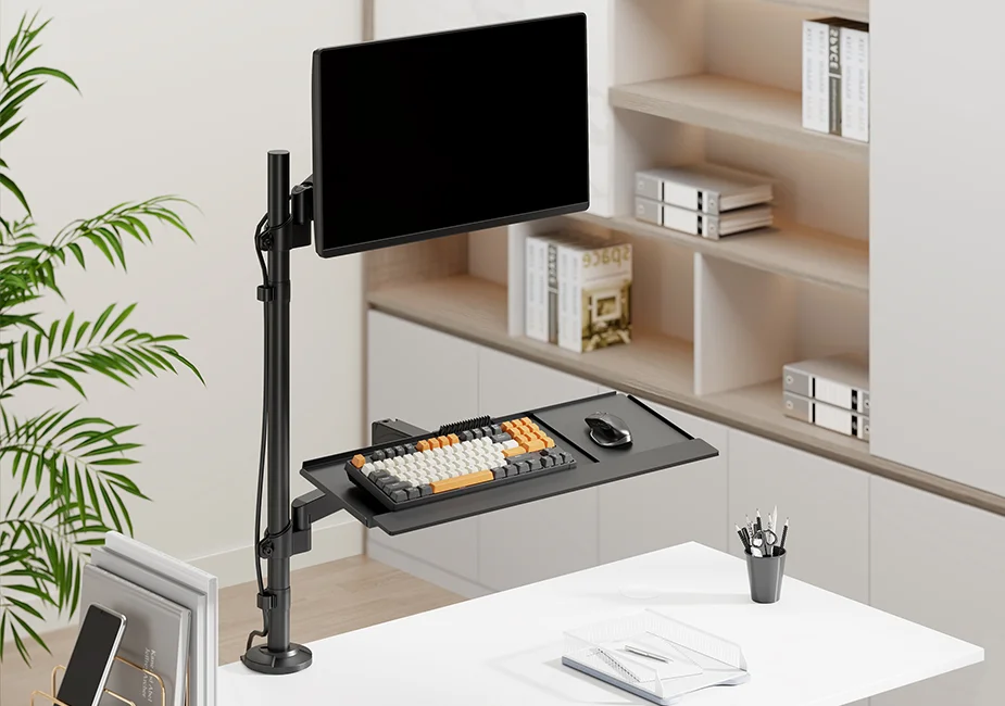 Sit-Stand Single Monitor and Keyboard Desk Mount