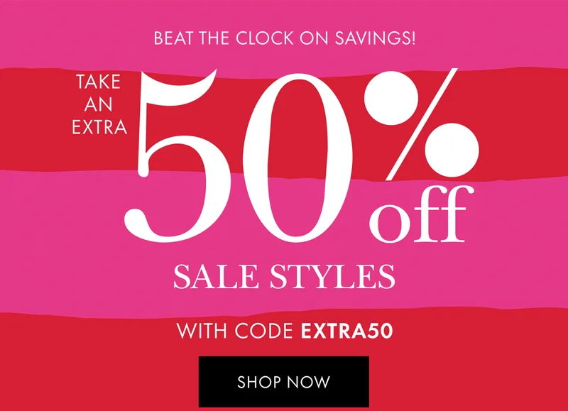 Take An Extra 50% off Sale Styles with code EXTRA50 end of season sale Ends 7/7/24 at 11:59PM PT.