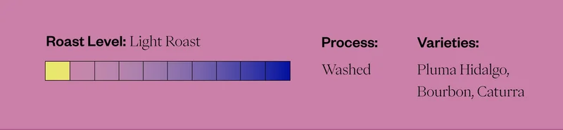 Roast Level: Light Roast Process: Washed Varieties: Plumba Hidalgo, Bourbon, Caturra