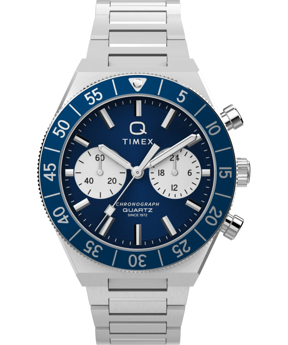 Image of Q Timex Continental Chronograph 40mm Stainless Steel Bracelet Watch