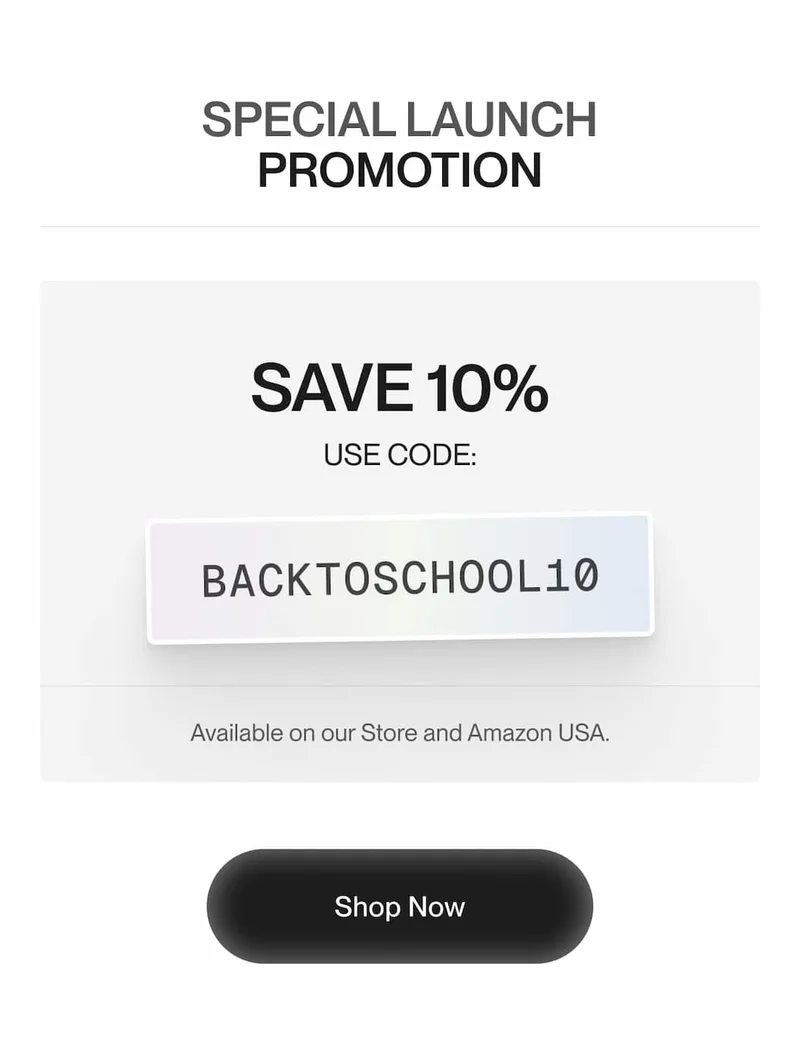 Special back-to-school promotion: 10% off using code BACKTOSCHOOL10. Valid on our store and Amazon USA.