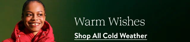 Warm wishes. A woman in a puffer jacket.