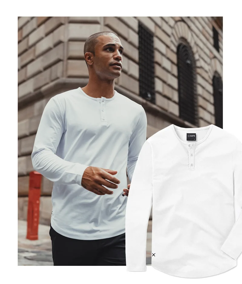 AO Henley Long Sleeve - White