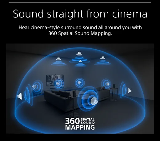 Sound straight from cinema |  Hear cinema-style surround sound all around you with 360 Spatial Sound Mapping.