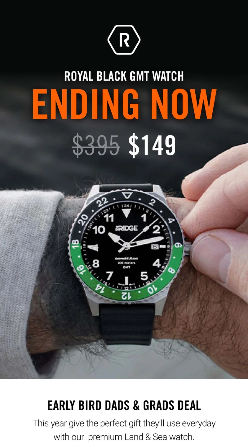 ENDS NOW: $149 Royal Black GMT Watch