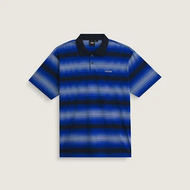 Royal Cobalt Blue Molino Shadow Stripe Polo Shirt