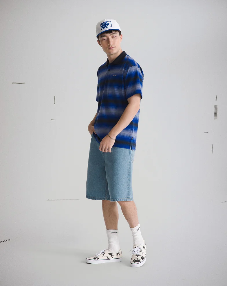 Royal Cobalt Blue Molino Shadow Stripe Polo Shirt