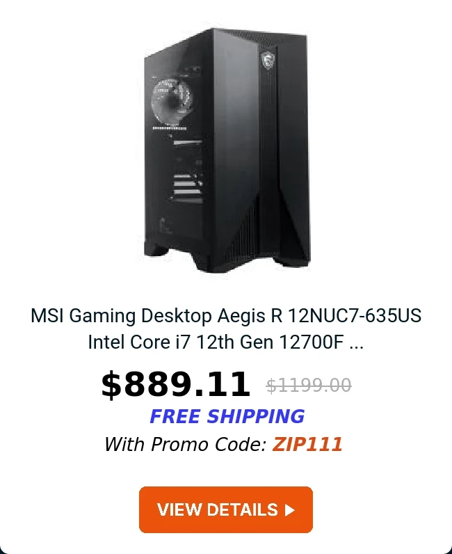 MSI Gaming Desktop Aegis R 12NUC7-635US Intel Core i7 12th Gen 12700F ...