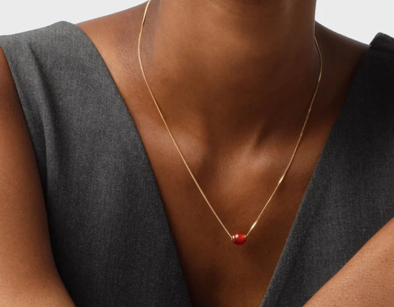 Carnelian Stone Bead Necklace