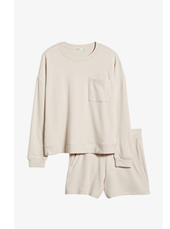 Barefoot Dreams short pajamas set.
