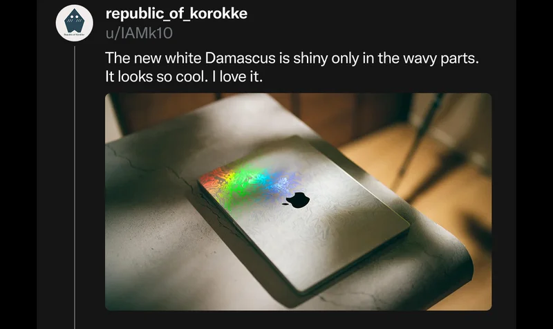 u/IAMk10 on Reddit: "The new white Damascus is shiny only in the wavy parts. It looks so cool. I love it."