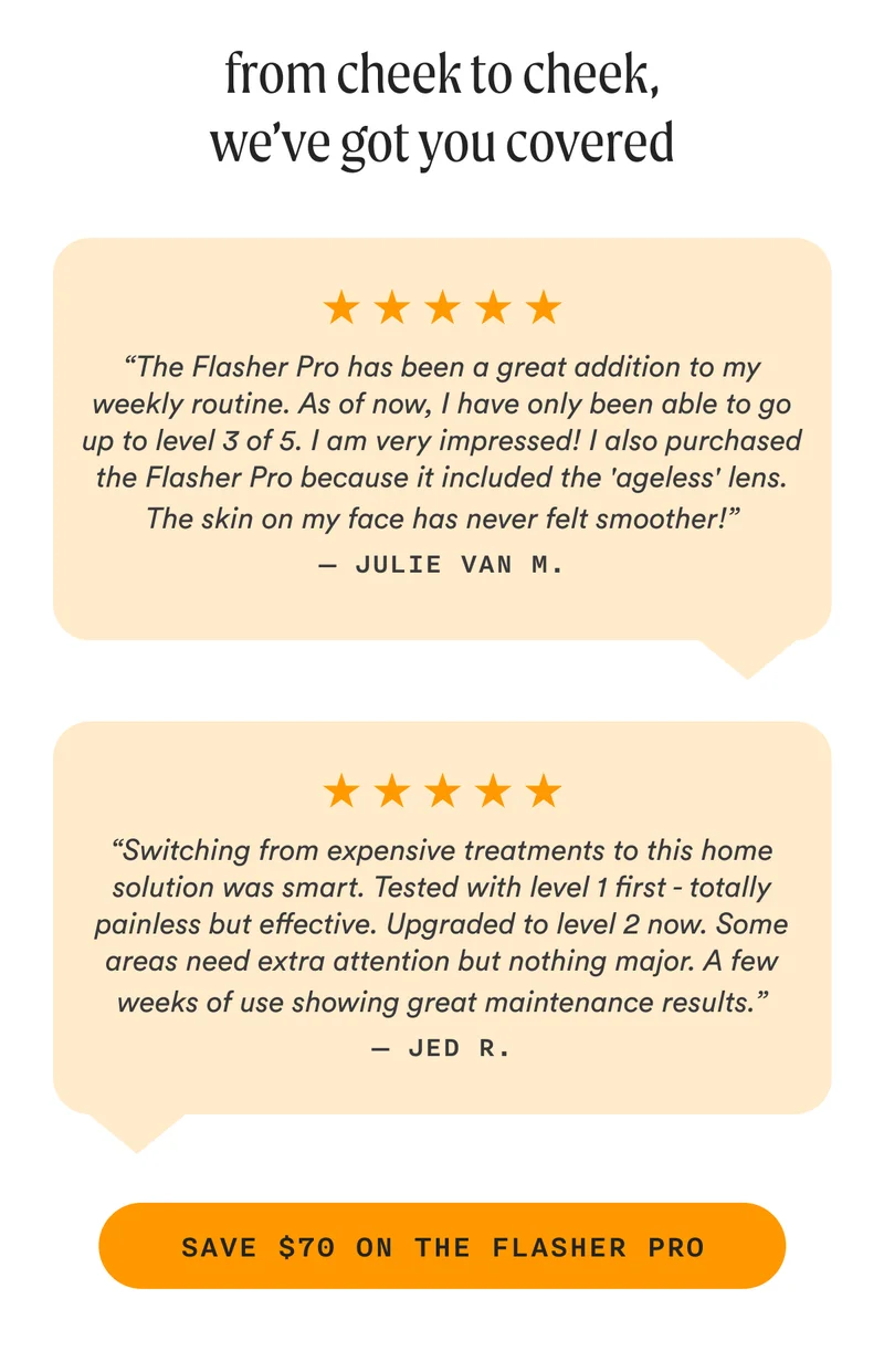 from cheek to cheek, we've got you covered - Customer Reviews - SAVE $70 ON THE FLASHE PRO