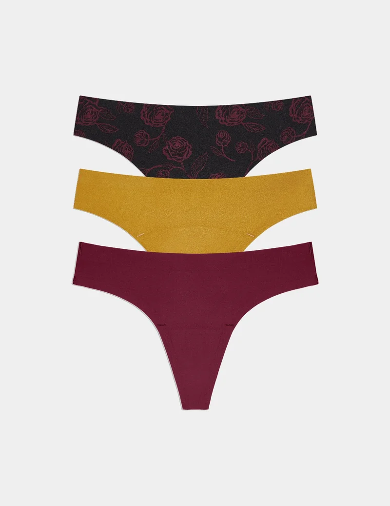 Image of Light Leakproof UltraThin No-Show Thong Shimmer 3-Pack