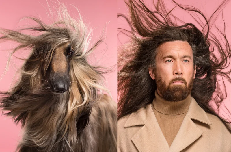 Hope, an Afghan hound, sports the same wild hair as her owner, Henry. British photographer Gerrard Gethings captured the duo as part of a photography series on canines that resemble their owners.