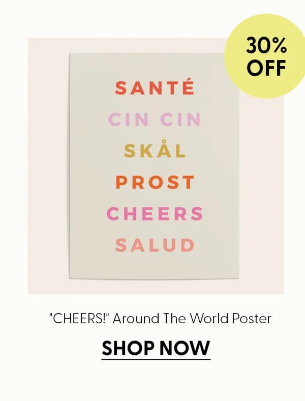 "CHEERS!" Around The World Type Print Poster